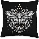 Moth Lepidoptera Heterocera Folkloric Wiccan Nature Goth Throw Pillow