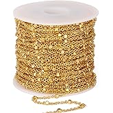 33FT Gold Satellite Chain Roll, 18K Gold Plated Brass Cable Link Chains Spool Bulk for DIY Jewelry Making