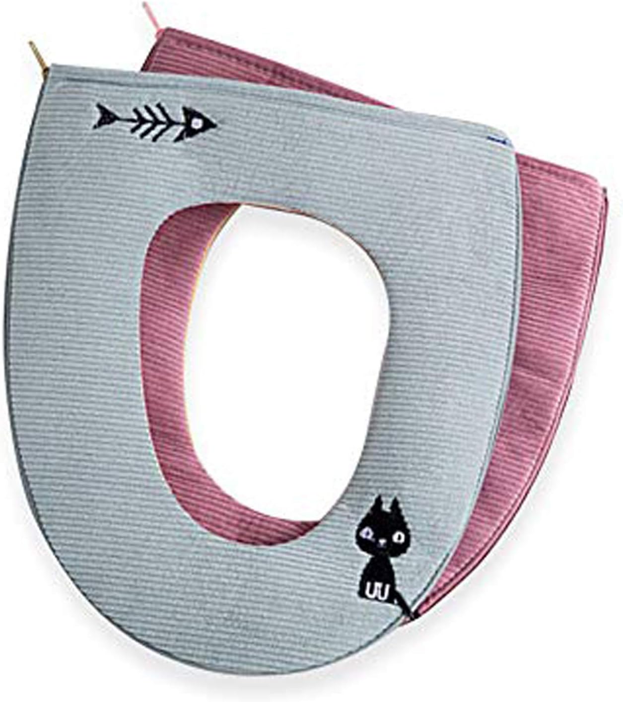 Dee Banna 2Pcs Universal Zipper Waterproof antibacterial leather Home Toilet Seat Cushion with Hanging Loop Bathroom Soft and Warm Washable toilet seat Cover Pads(blue, dark red)