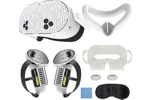 Crspexil Silicone Cover Set for Meta Quest 3S,VR Accessories for Meta Quest 3S,7-in-1Protective Case with Damping Dots, Anti-