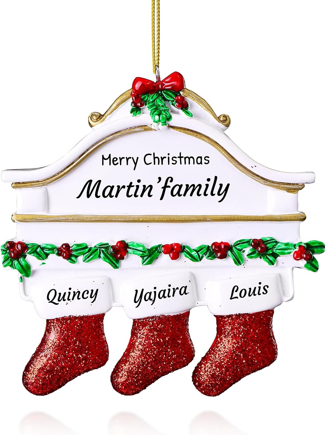 Tree Toppers - witfox Personalized Family Christmas Ornaments 2023 - Personalized Christmas Ornaments Family of 3, Custom Name Stocking Xmas Ornaments Personalized Christmas Gifts for Family Members