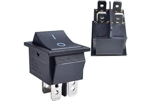 YOUFEN 2 Pcs Boat Rocker Switch AC 20A 125V, 16A 250V DPST 4 Pins 2 Position On Off Black Snap in Toggle Switch for Boat Car Household Appliances