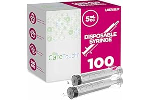 Care Touch CTSLS5e with Luer Slip Tip - 100 Sterile Syringes by Care Touch – No Needle, Great for Dispensing Oral Medicine and Home Care