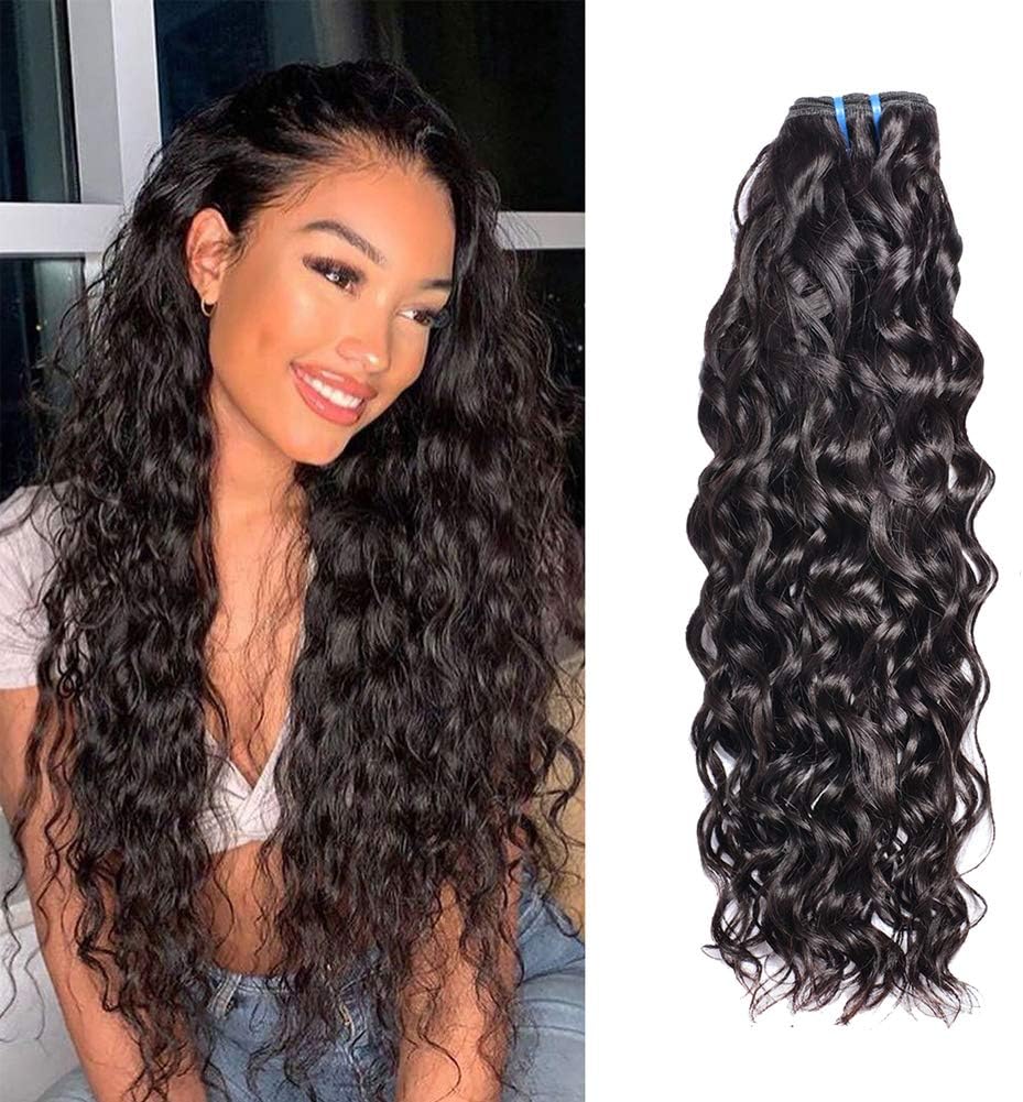 Brazilian One Bundle Only 24 inch,MSGEM Water Wave Hair Bundle Wet And Wavy Human Virgin Hair Natural Color 100% Unprocessed Soft And Silky (24 ihch, natural color)