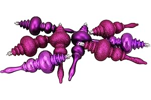 NORTHLIGHT 8ct Purple Shatterproof 4-Finish Finial Christmas Ornaments 7"