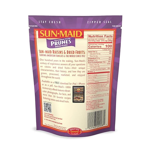 SUN-MAID PITTED PRUNES, NON-GMO, 100% FRUIT, NO SUGAR ADDED, 7 OZ (PACK OF 1)