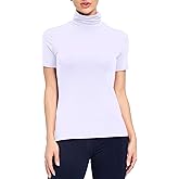 AUHEGN Women's Mock Turtleneck Top Short Sleeve Lightweight Active T-Shirt (S-XXL)