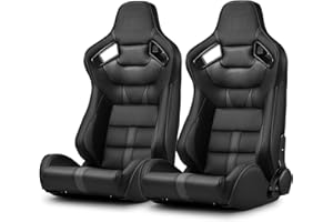 ModifyStreet Universal PVC Leather Reclinable Black Racing Seats Right Left [VIPER-Series]