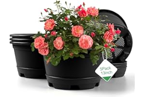 KPUVX Outdoor Flower Pots 5 Packs 13 inch pots for Plants Modern Decorative Garden Pot with Saucer, Lightweight Large Resin Planters for Indoor Plants,Decorative Resin Plant pots