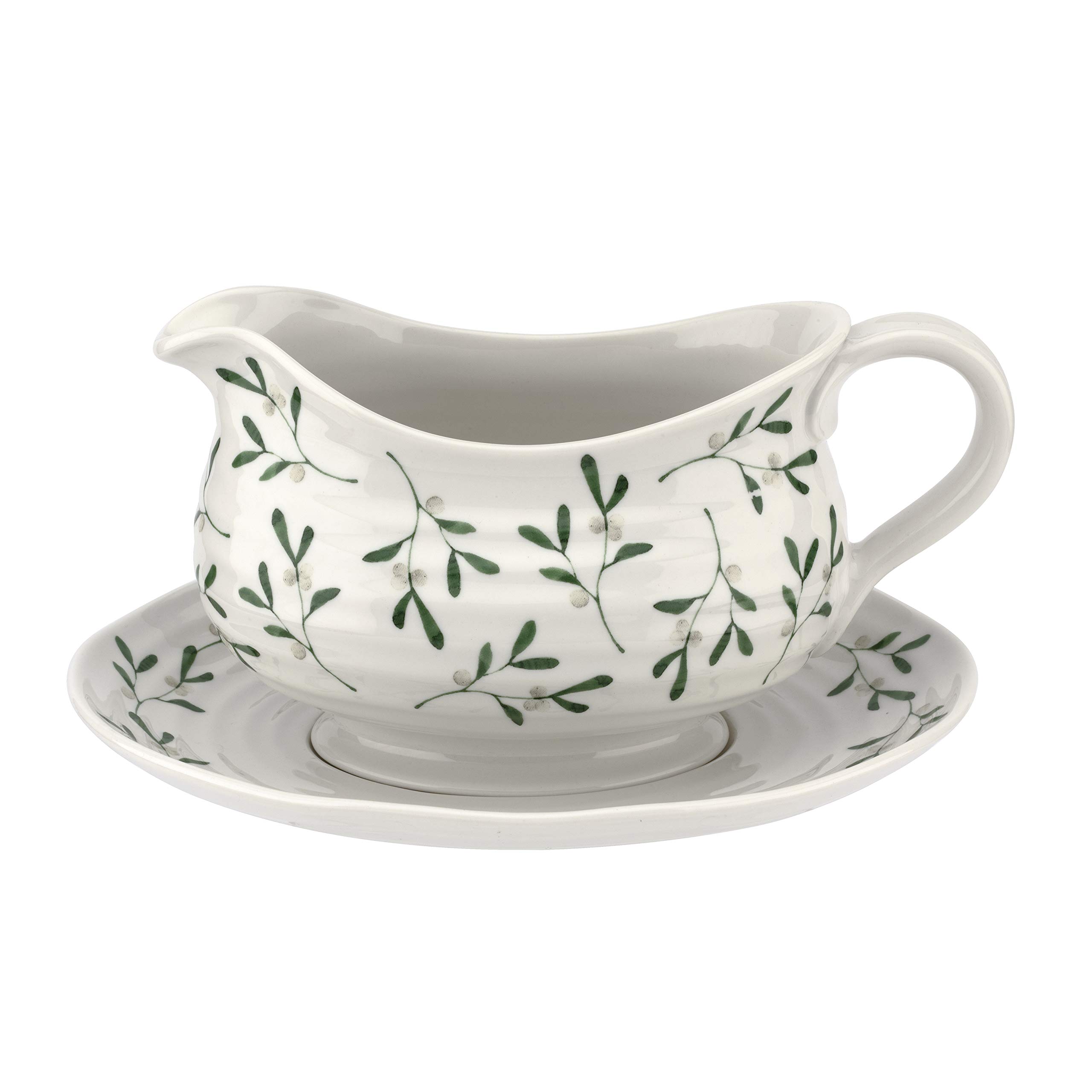 Portmeirion Sophie Conran Garland Gravy Boat 1 pt. and Stand (Amor, Mistletoe)