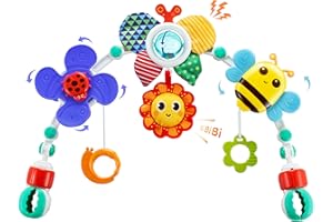 Lynncare Adjustable Arch Bassinet Toys for Infant & Toddlers, Stroller Arch, Baby Crib Toys with Fascinating Hanging for Stimulating Baby’s Senses and Developing Motor Skills
