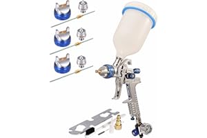 Dynastus 22 Oz. HVLP Air Spray Gun Auto Car Detail Paint Sprayer, Replaceable 3 Nozzles 1.4mm 1.7mmm 2.5mm, with Filter and Air Regulator