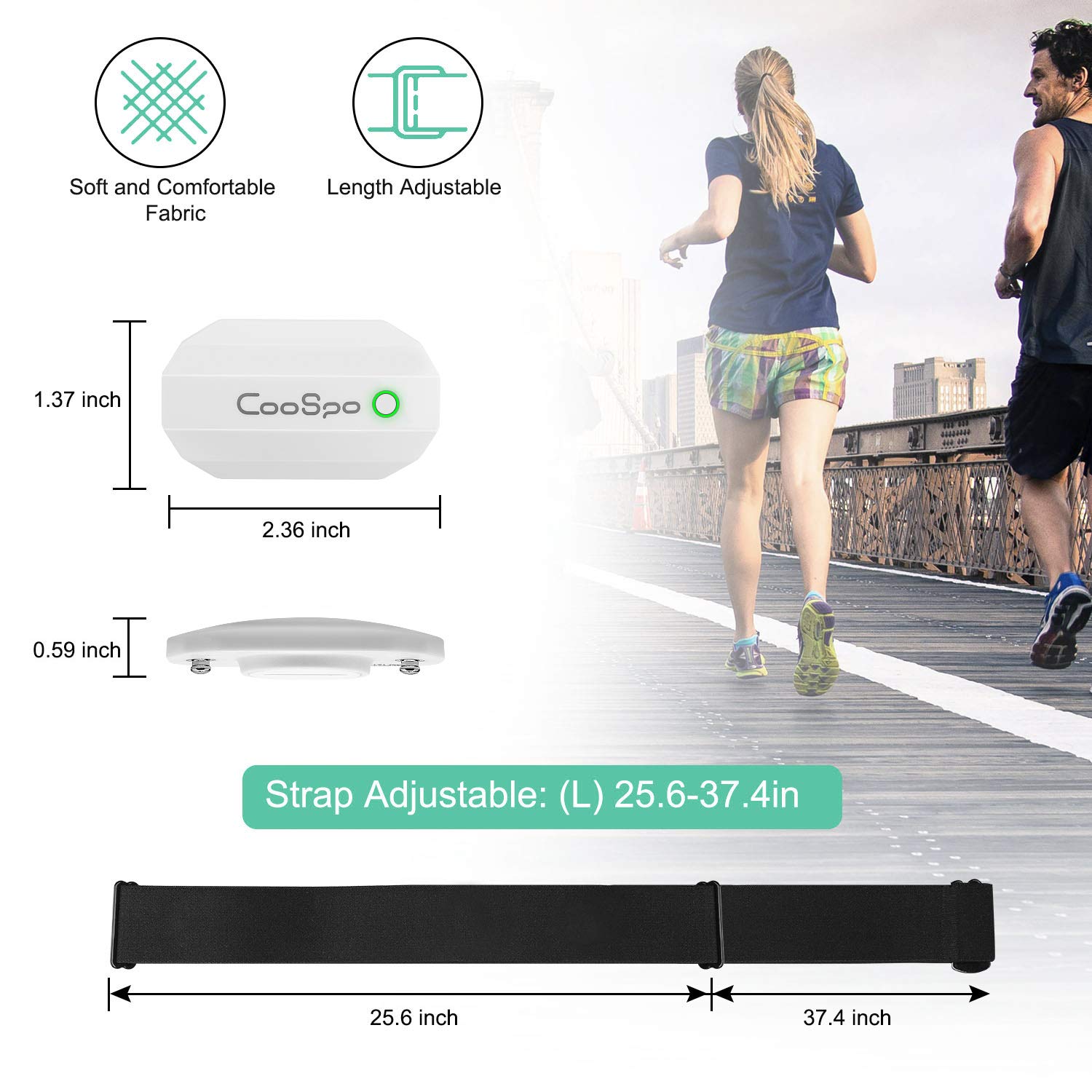 COOSPO Bluetooth Heart Rate Monitor Chest Strap H808S, ANT+ BLE HR Monitor Chest, HRM IP67 Waterproof, Use for Running… - Image 5