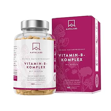 Vitamin B Komplex mit Biotin und Vitamin B12-180 Stück - mit Vitamin B1, B2, B3, B5, B6, B7 und B9 - Unterstützt das Wohlbefi
