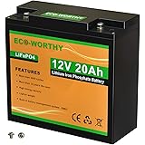 ECO-WORTHY 12V 20Ah LiFePO4 Lithium Iron Phosphate Battery Deep Cycle Rechargeable Battery with Built-in BMS, 3000+ Life Cycl