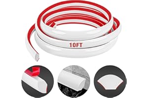 MIUWAUER Flexible Quarter Round Molding Self Adhesive (White, 10 Ft) Peel and Stick Flexible Corner Molding Trim Caulk Strip for Ceiling, Molding, Wall Corner, Tile Edge, Countertop Cabinet Edge