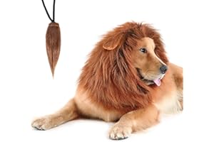 CPPSLEE Lion Mane for Dog Costumes, Realistic Wig for Medium to Large Sized Dogs, Halloween Costumes (Dark Brown)