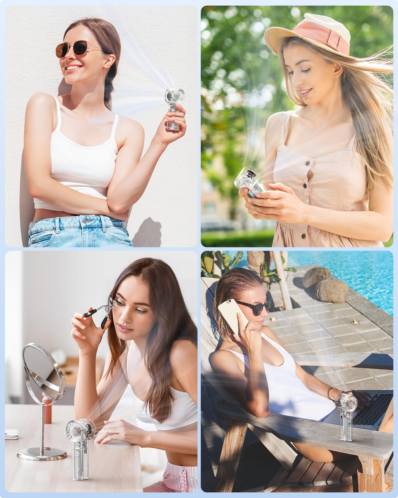 TriPole Portable Fan Mini Handheld Turbo Fan for Travel, 20H Max Cooling Time, 1-100 Speeds Rechargeable Battery Fans with LED Display, Transparent Hand Held & Desk Personal Fans for Outdoor Beach