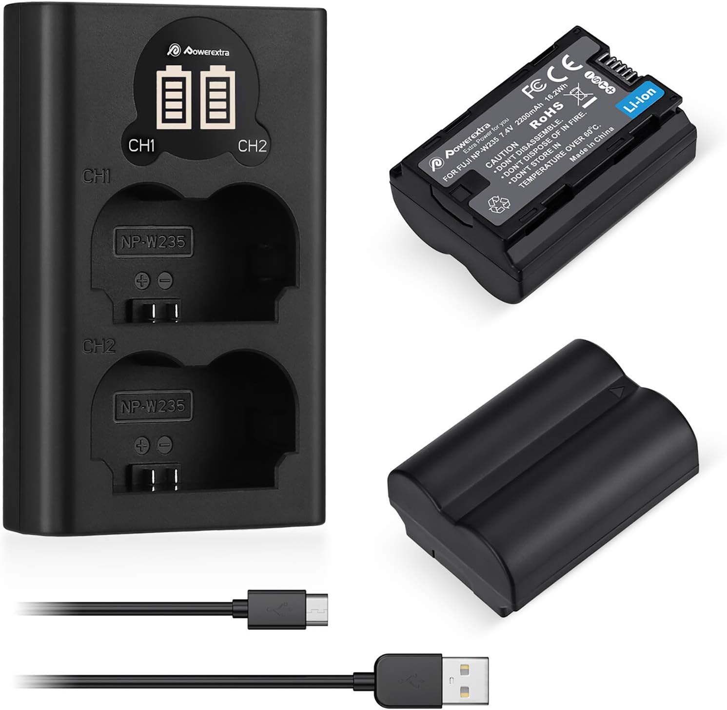 Amazon Com Powerextra Np W235 2x Battery With Dual Charger Compatible With Fujifilm X T4 Vg Xt4 Vertical Battery Grip Camera Photo