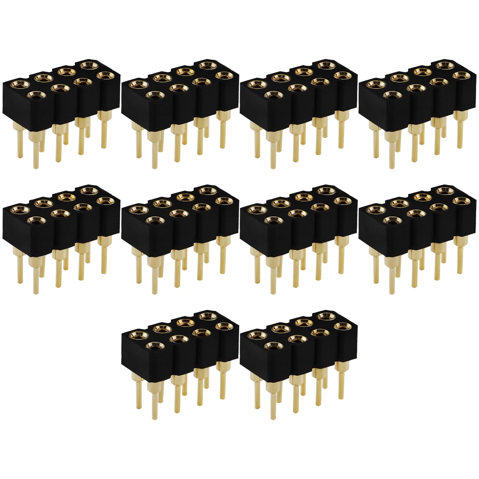 eMagTech 10PCS 2.54 mm Pitch Double Row Straight Connectors Gold Plated 8 Pin 2 Row Straight Socket Connector for PCB Mounting Direct Wire Connections