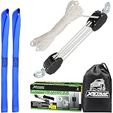 XSTRAP STANDARD Heavy-Duty 50 FT Reflective Rope Hoist Pulley System, White | Metal Wheels Bearing 2000 LB Breaking Strength Block and Tackle Pulley System for Lifting Heavy Objects, with 2pcs Soft Loops