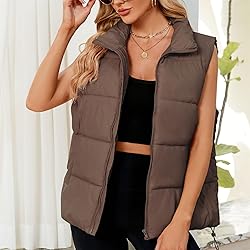 Century Star Brown Puffer Vest Women Puffer Vest