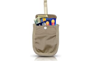 AZ-Homey RFID Undercover Bra Wallet - Hidden Travel Pouch with Adjustable Elastic Strap for Credit Cards, Money, and Valuables - Secret Stash Pocket for All Bra Sizes (Beige)