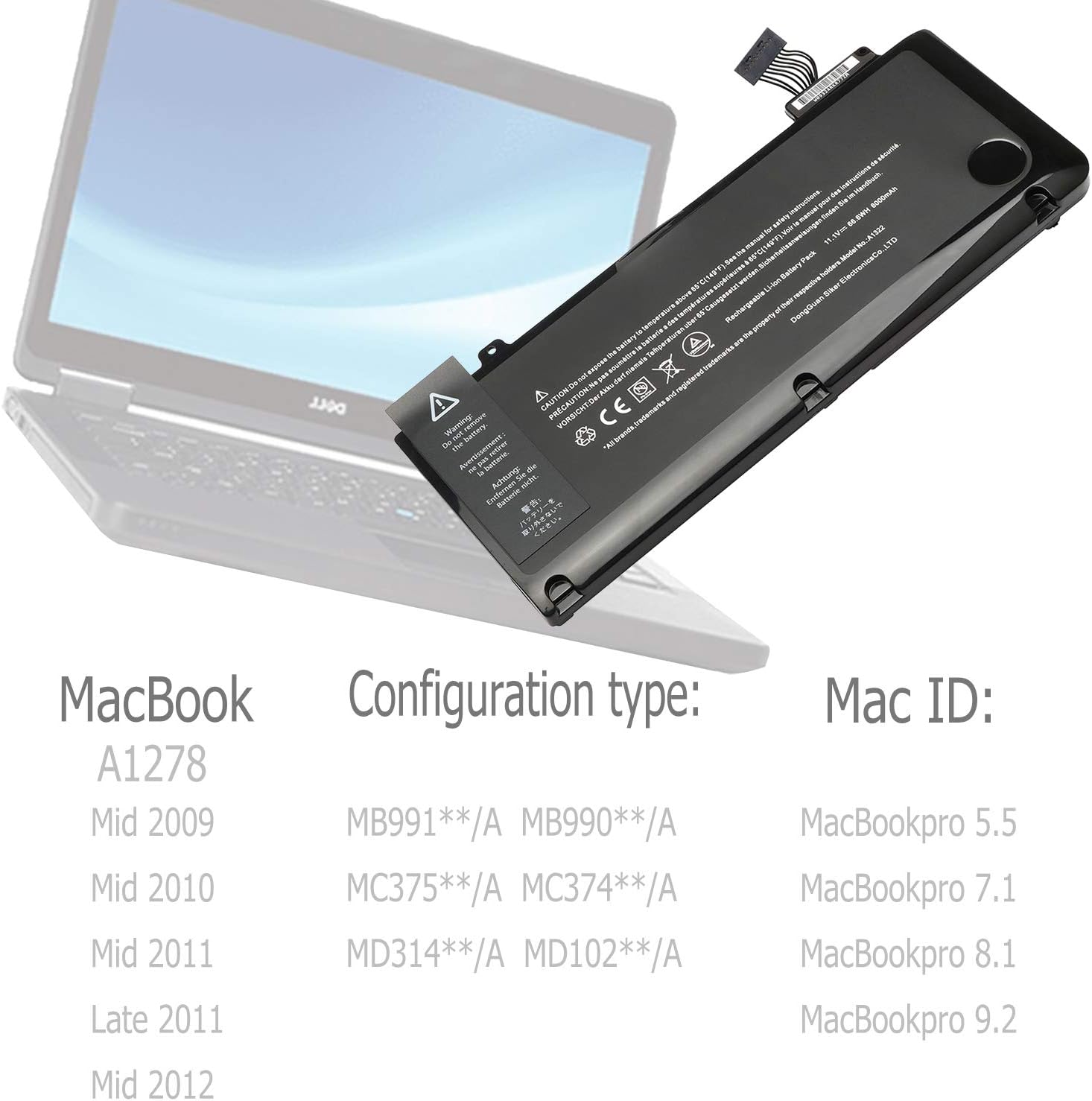 A1322 A1278 Laptop Battery Replacement For Apple Macbook Pro 13 Inch Mid 12 Early 11 Late 11 Mid 10 09 Mb990ll A Mb991ll A Mc374ll A 661 5229 661 5557 0 6547 A Laptop Accessories Computers Accessories