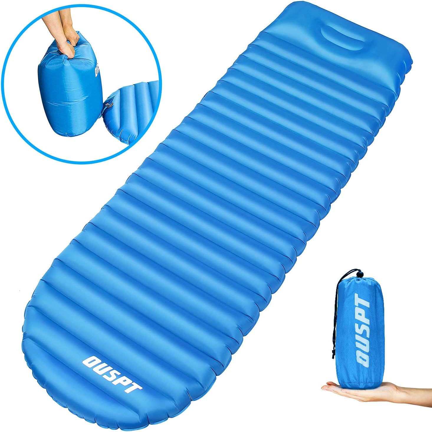 OUSPT Sleeping Pads, Self Inflating Camping Outdoor Air Pad- Ultralight Compact Portable Waterproof Thick Rest Mat for Backpacking Hiking Traveling