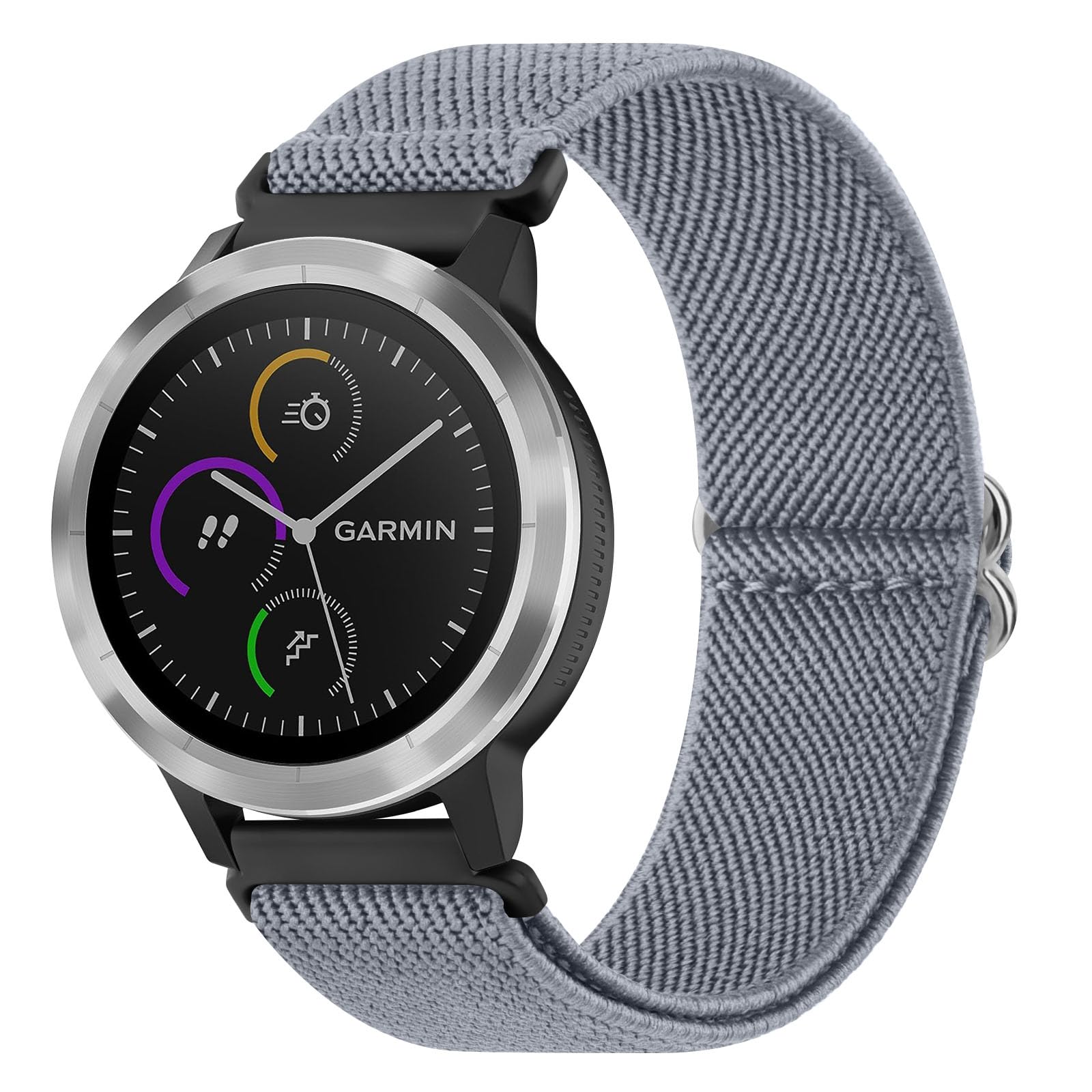 Wanme Straps for Garmin Vivoactive 3 Watch Strap/Garmin Venu Strap, 20mm Adjustable Elastic Replacement Strap for Garmin Venu Sq, Vivoactive 3 Music, Forerunner 645/245 Music (Blue Gray)