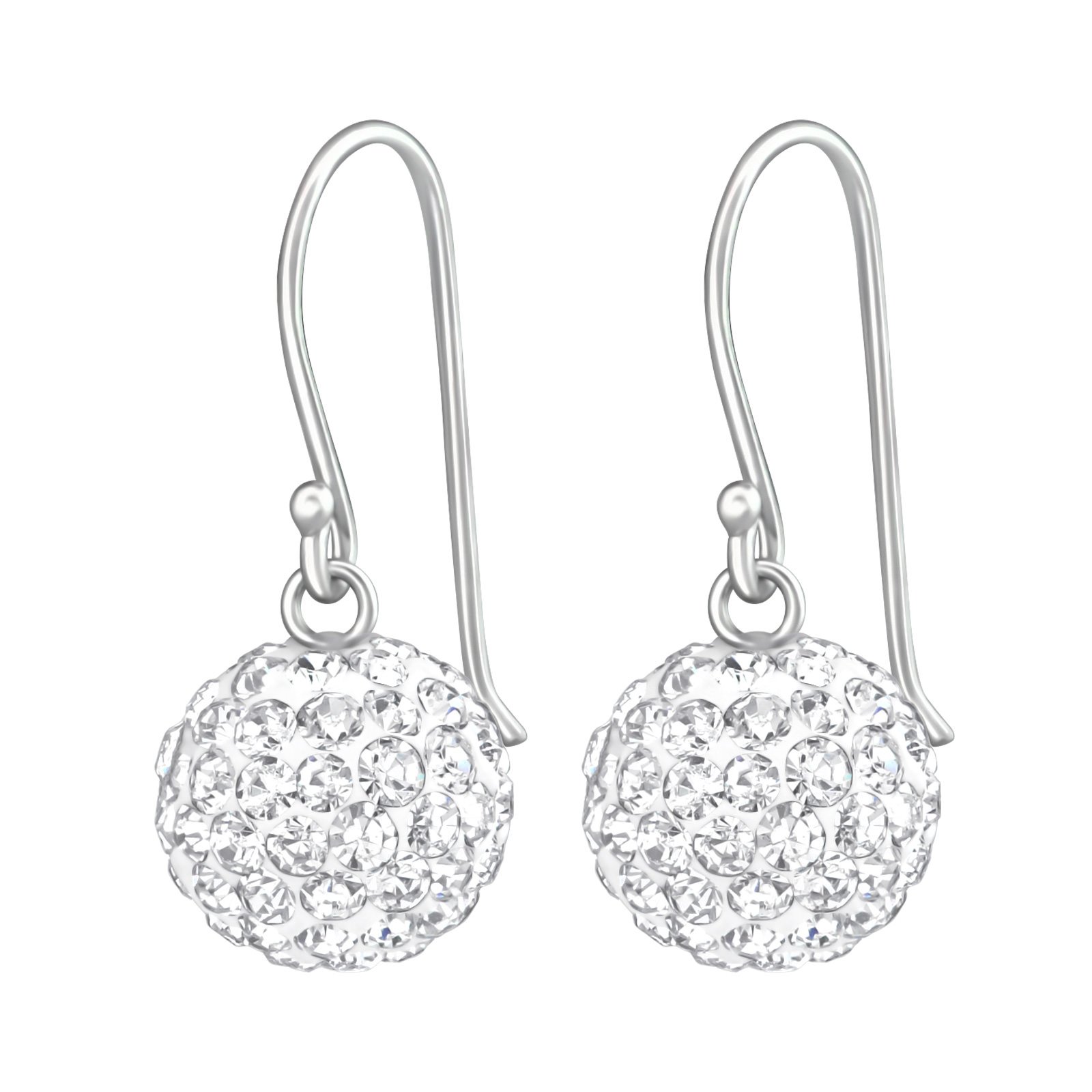 925 Sterling Silver Women Rhodium Plated Crystal Ball Hook Stud Earrings for Women & Girls – Gift-Ready Jewellery by The Rose & Silver Company