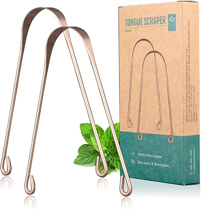 Y-Kelin Copper Tongue Scraper Brush Set - 2 Pcs for Oral Care