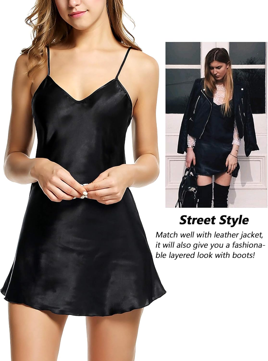 Avidlove Women Sleepwear Satin Nightgown Mini Slip Chemise Short Nightwear at  Women’s Clothing store