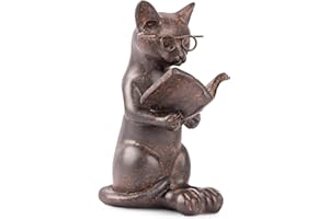 Young's Inc. Cat Figurine - Cute Cat Statue - Whimsical Cat Decor for Cat Lovers - Cat Collectibles and Meditation Decor - Cat with Eye Glasses - 4'' L X 3'' W X 5'' H