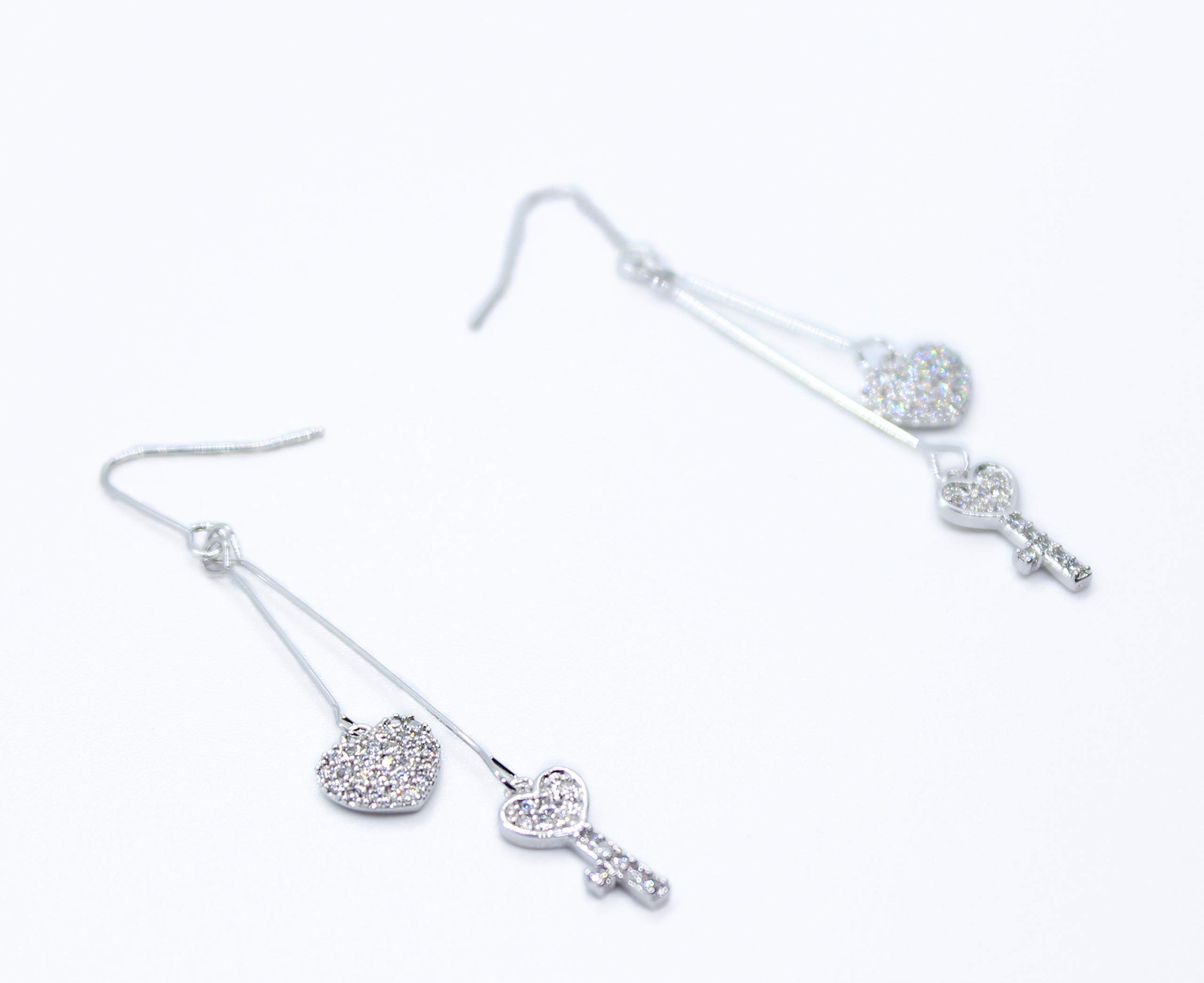 Goddess Area 925 Sterling Silver Hoop Earrings,Round Hoop Earrings for Women,Girls\' Gifts (Heart Key)