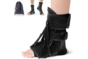 FINFINLIFE Plantar Fasciitis Relief Kit, Night Splint with 3 Adjustable Straps and Fasciitis Socks, Pain Relief for Foot Drop, Heel Spur, Achilles Tendonitis Day&Night, Comfortable Brace for Women & Men (Black)