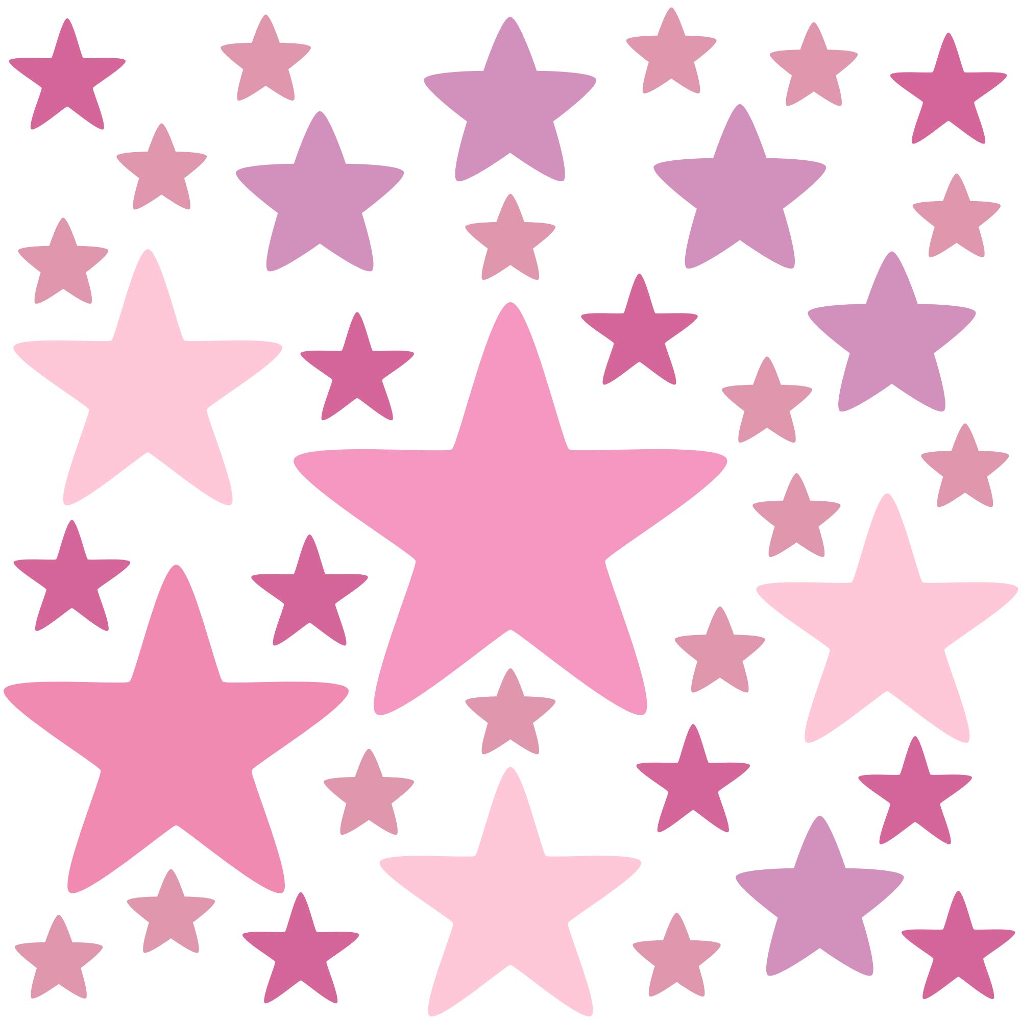 PREMYO Set of 36 Star Wall Stickers Kids - Nursery Decor Easy to Apply - Decals for Bedrooms for Girls Pastel Rose
