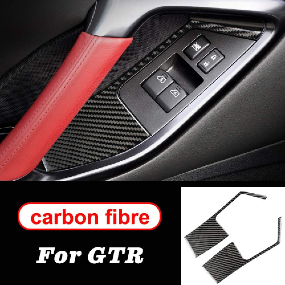 FSXTLLL Carbon Fiber Interior Car Window Control Switch panel Decor Frame Accessories Car Styling Sticker, For nissan GTR R35 LHD RHD