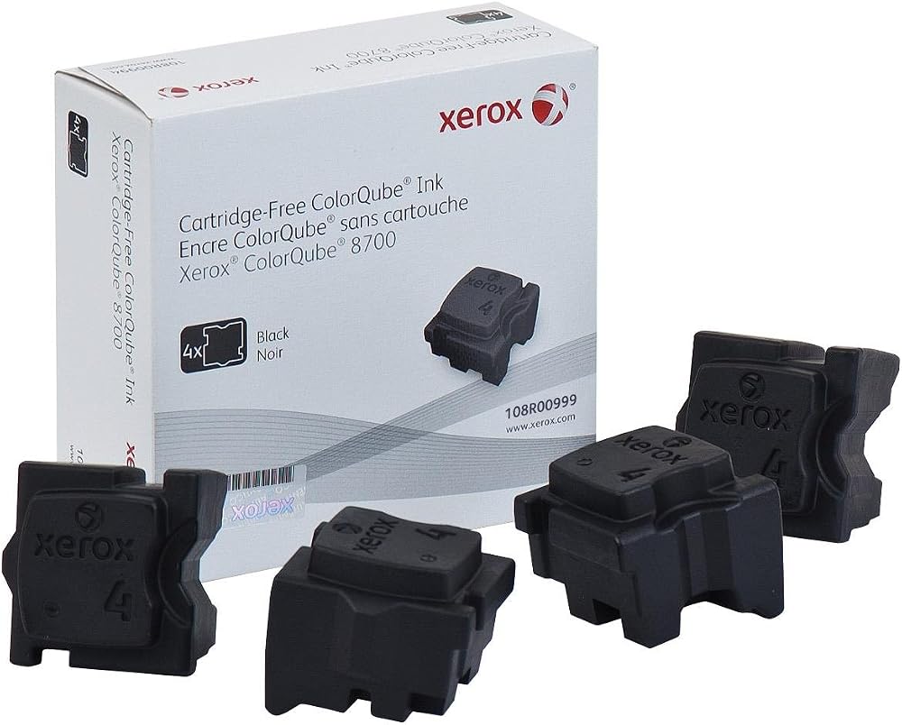 Xerox ColorQube 8700/8900 Black Solid Ink Sticks (4 Pack, 9000 Pages) 108R00999