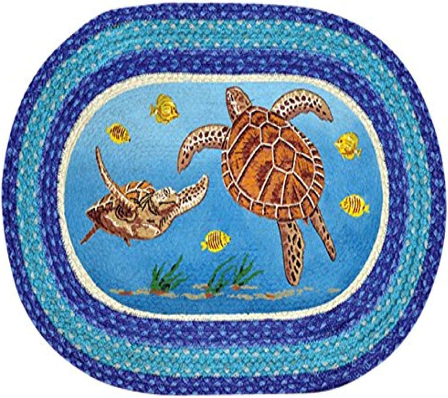 Earth Rugs Rug, 20 by 30", Sea Dark Blue/Crème
