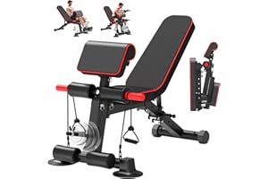 Adjustable Weight Bench,Utility Workout Bench Load 500LBS Foldable Incline Decline Benches for Home Gym Beginners and Enthusi