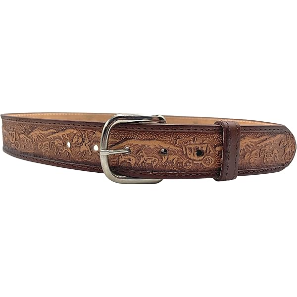 Amazon.com: Needzo Decorative Carved Brown Leather Belt, Western