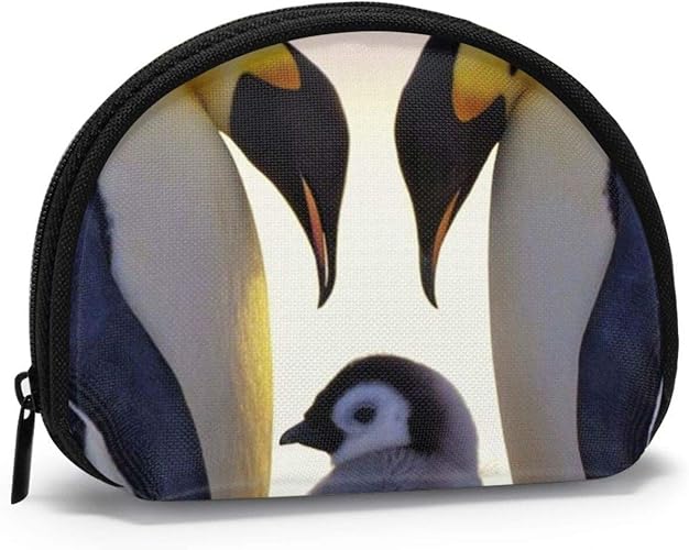 Amazon 小銭入れ ペンギンの家族 カード入れ ミニ財布 コインケース コインケース 可愛い 手持つ ミニ収納バッグ 薄型 ファスナー レディース ガールズ 貝殻型コスメポーチ ナイ 木枯らし 小銭入れ