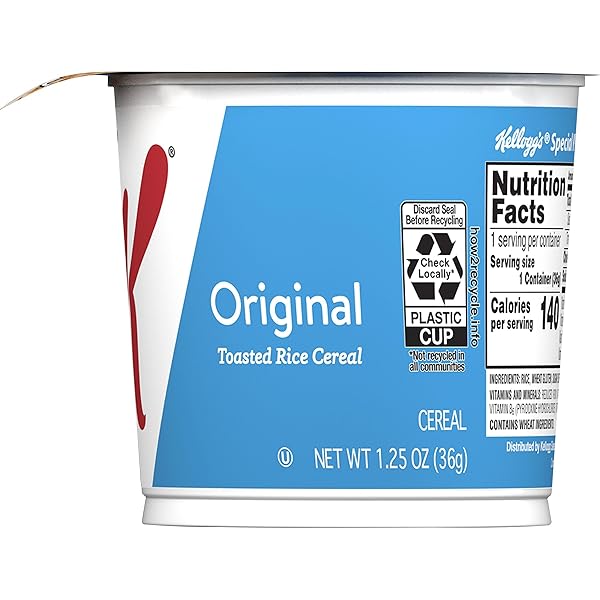 SPECIAL K BREAKFAST CEREAL CUP, 11 VITAMINS AND MINERALS, MADE WITH FOLIC ACID, B VITAMINS AND IRON, ORIGINAL, 1.25OZ CUP (1 CUP)