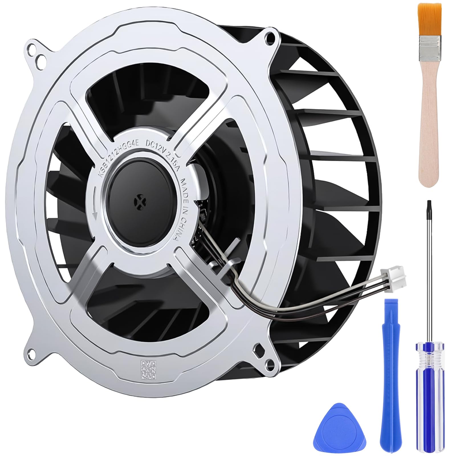 Lpluziyyds 23 Blades PS5 Cooling Fan Replacement for PS5 Standard Edition, Quiet Internal Fan for PlayStation 5 with Full Opening Tool Kit (T8 Screwdriver, Cleaning Brush, Pry Bars, Spudgers)