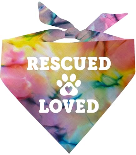 Dog Beach Bandana Love Rescued Me Dog Bandana | 100% Cotton Adjustable Triangle Adoption Event Prop Photoshoot Rescue Puppy New Dog Red Dog Bandanas Personalized