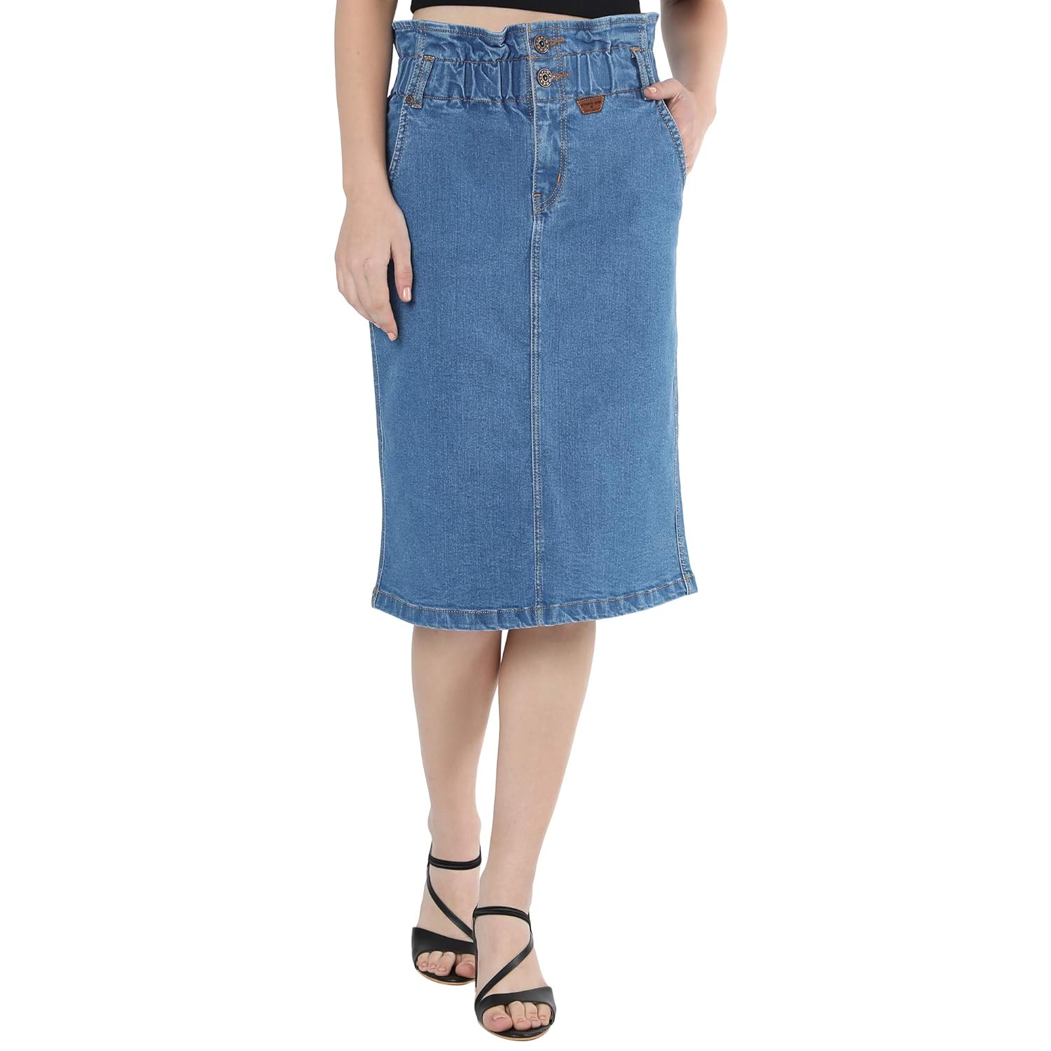 light denim pencil skirt