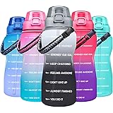 Giotto Large Half Gallon/64OZ Motivational Water Bottle with Paracord Handle & Straw - Leakproof Tritan BPA Free Fitness Spor
