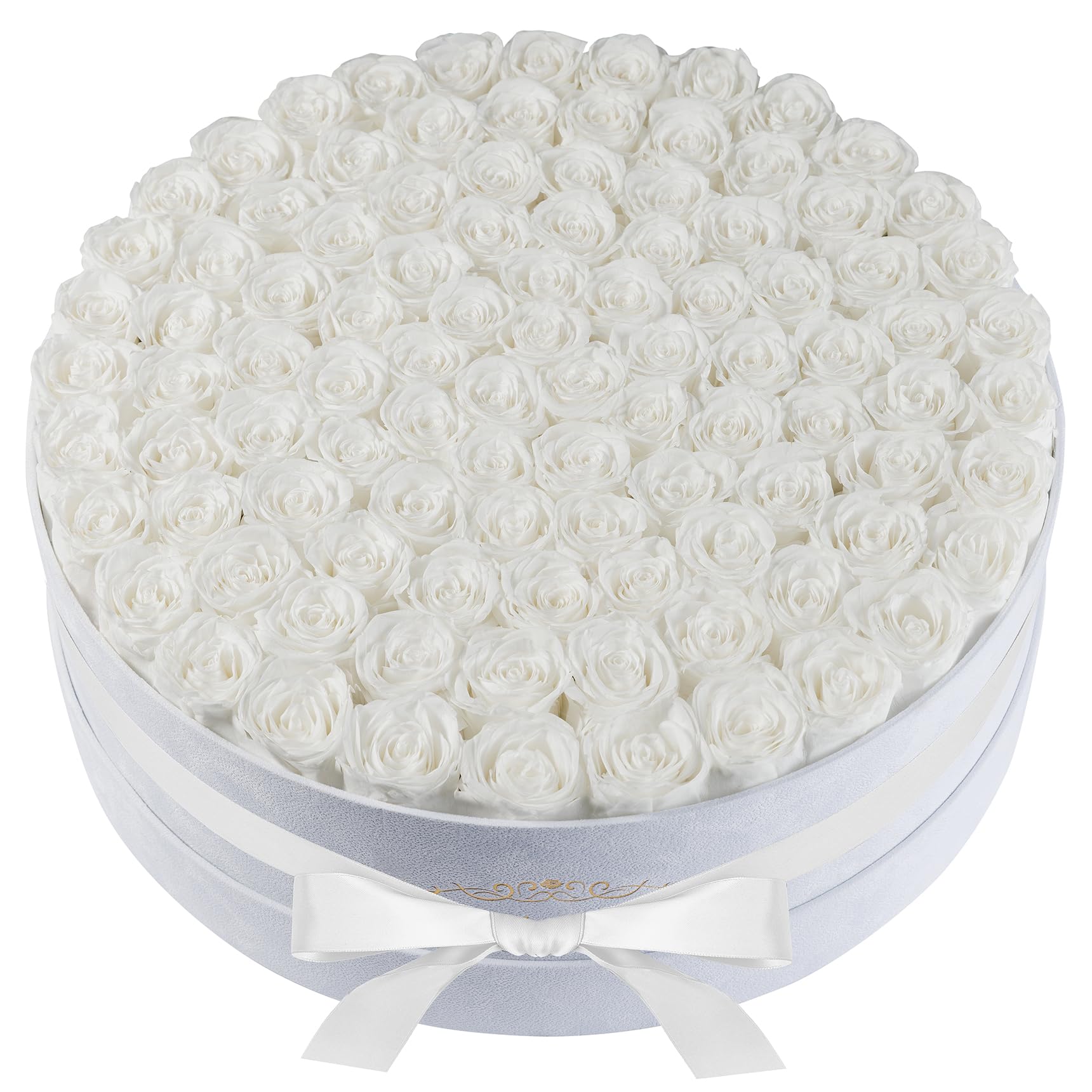 Luxury Preserved Roses Gifts for Women, 100 Roses in Velvet Box, Flowers for Delivery, Presereved Flowers Birthday Gifts for Her Mom and Wife (White)
