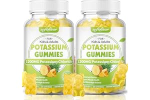 softbear Potassium Chloride Gummies 1200mg, Sugar-Free Potassium Gummies for Adults Support Leg Cramps High Potency Potassium Chloride Supplement, Pineapple Flavor 120 Count